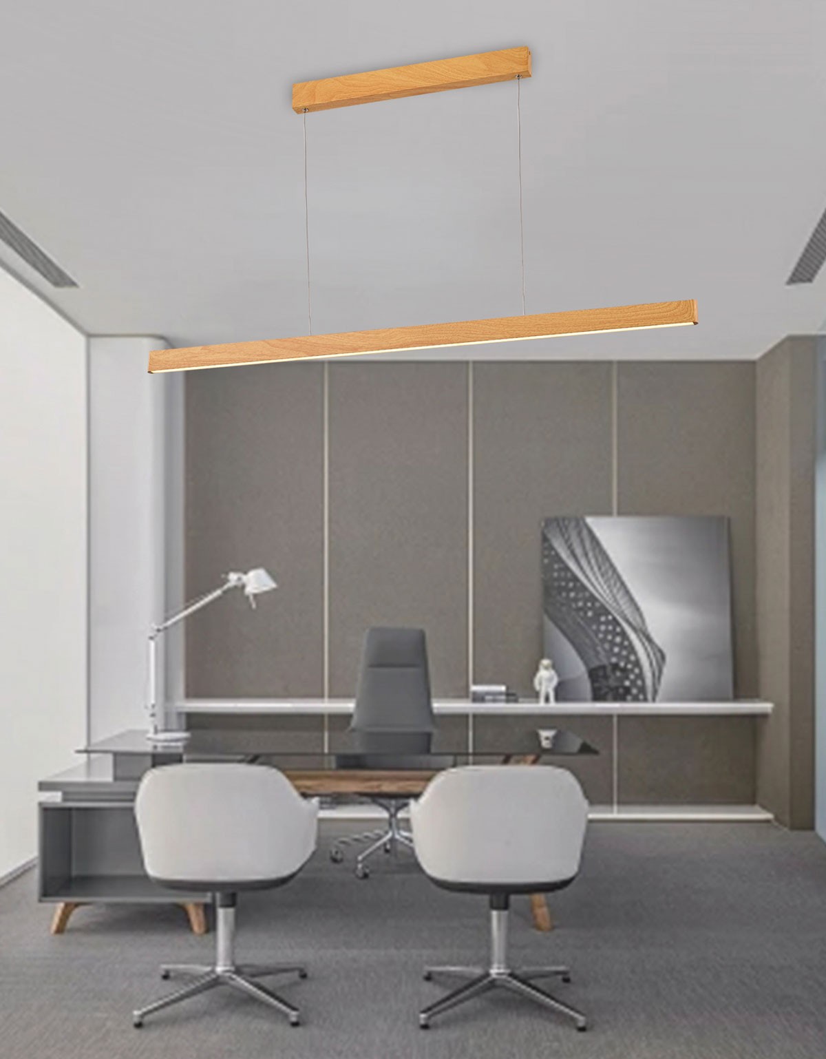 Φωτιστικό LED κρεμαστό Φυσικό ξύλο. 3000K. 41W. 2.466lm. 118cm. CRI>80. IP20 VK/04569/PE/WD/W/118 - second view